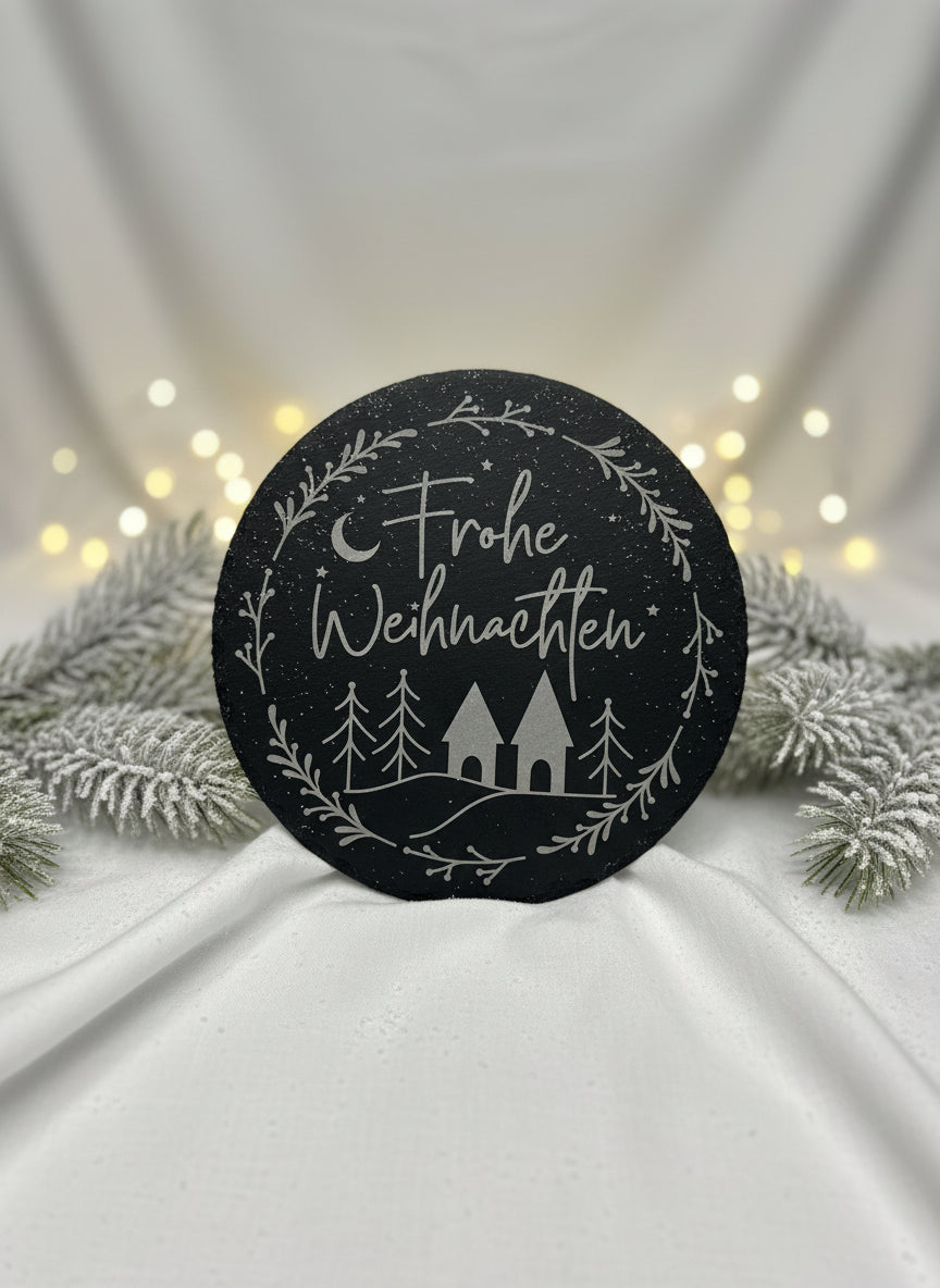 Schiefer Untersetzer Groß – Frohe Weihnachten