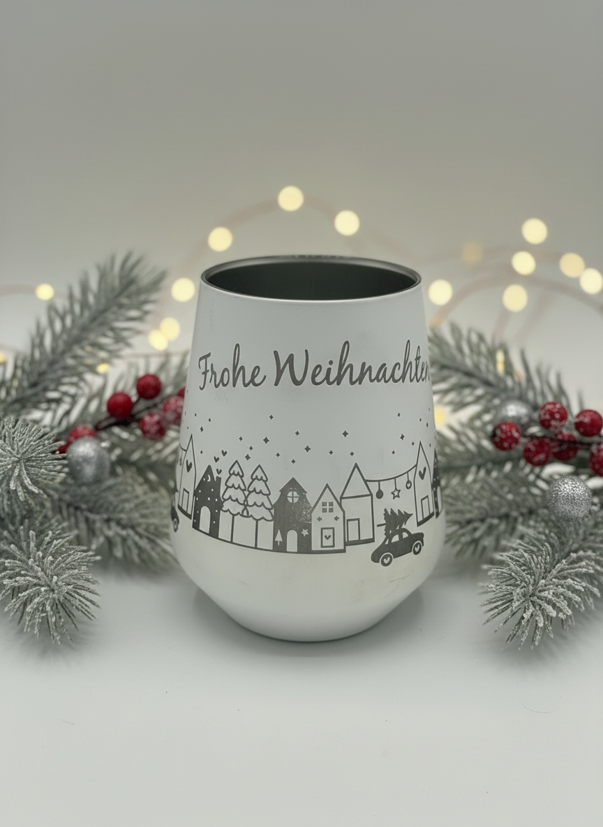 Kerzenglas „Frohe Weihnachten“ – graviert