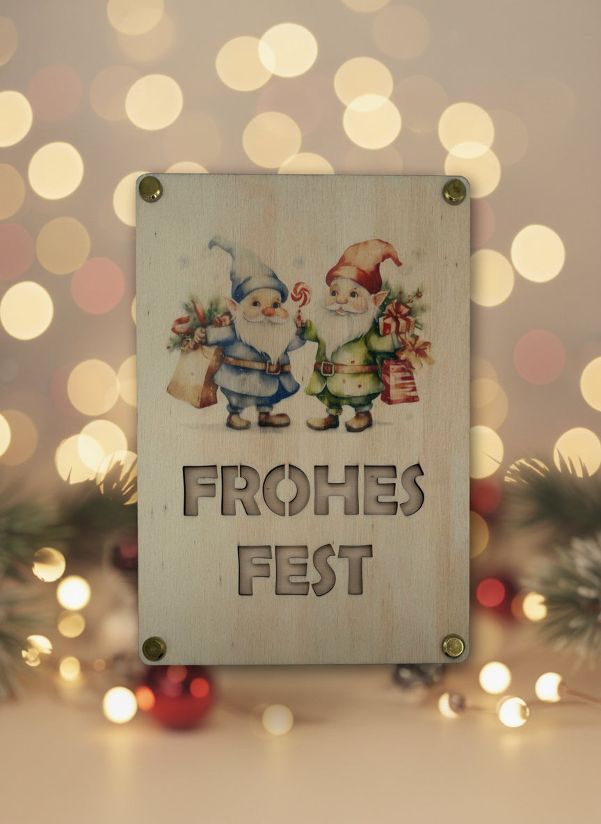 Weihnachtsgeld - Gravierte Geschenkkarten aus Holz